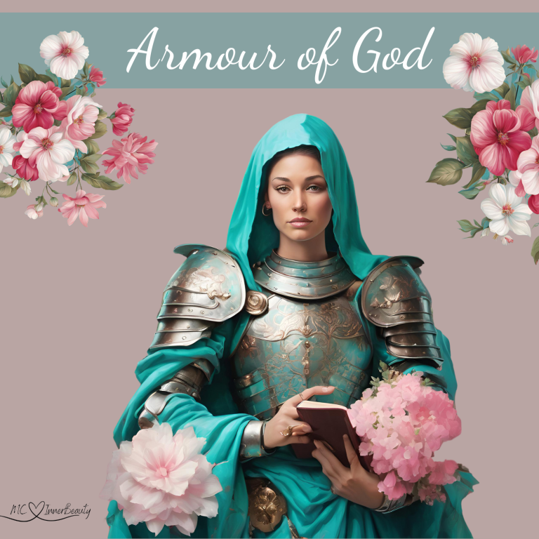 Armour of God lady holding bible in her armor